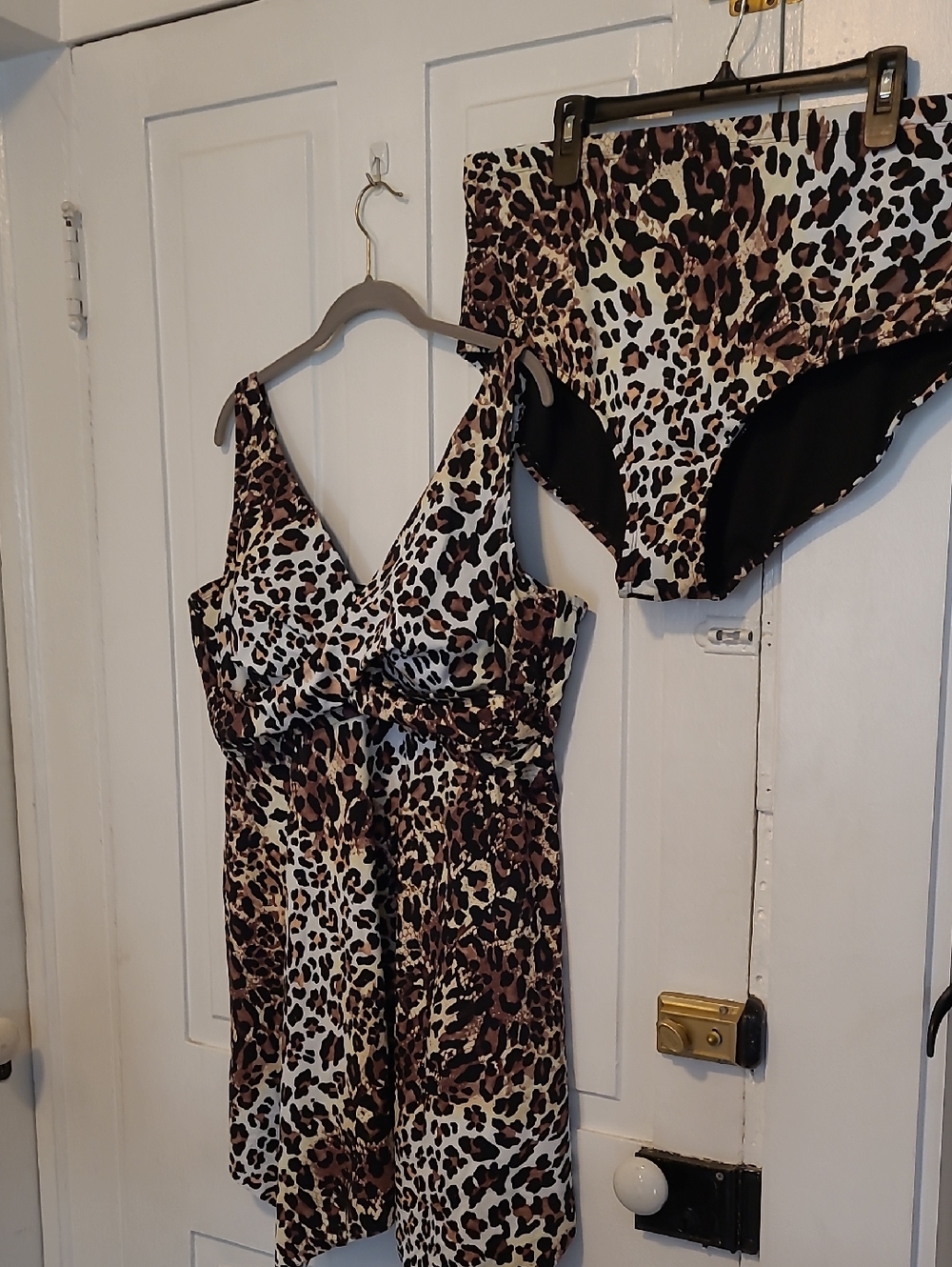 NWOT Leopard Print Swimdress with High-Waist Bottoms